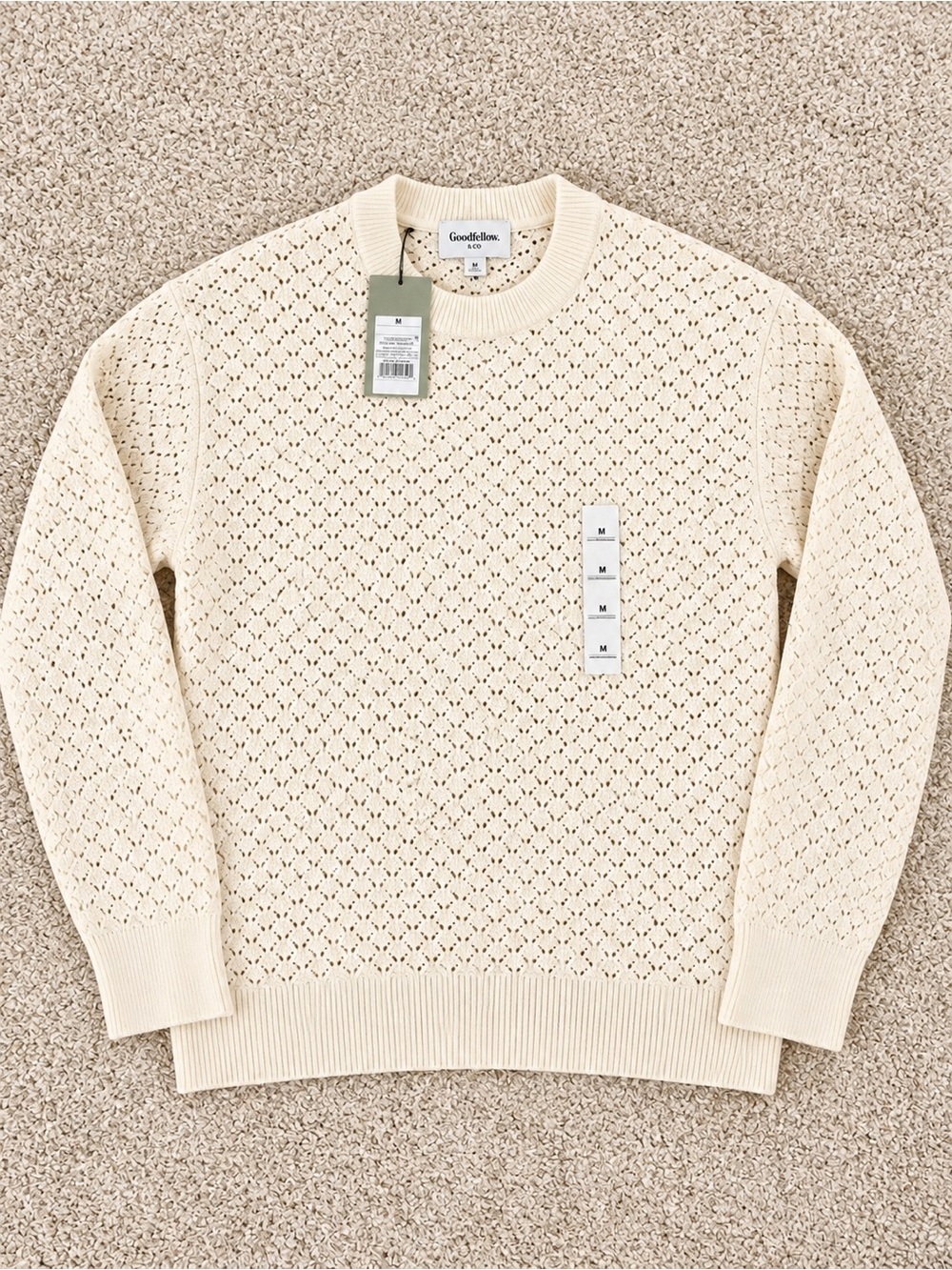 Goodfellow & Co Men's Cream Pointelle Crewneck Sweater